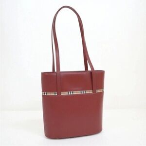 Burberry Red Tote Bag with Signature Stripe